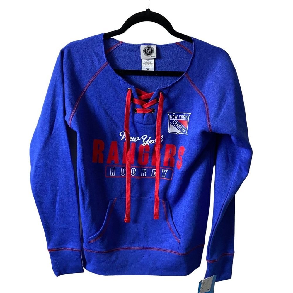 NWT NHL Women New York Rangers National Hockey League Tie Front Sweatshirt